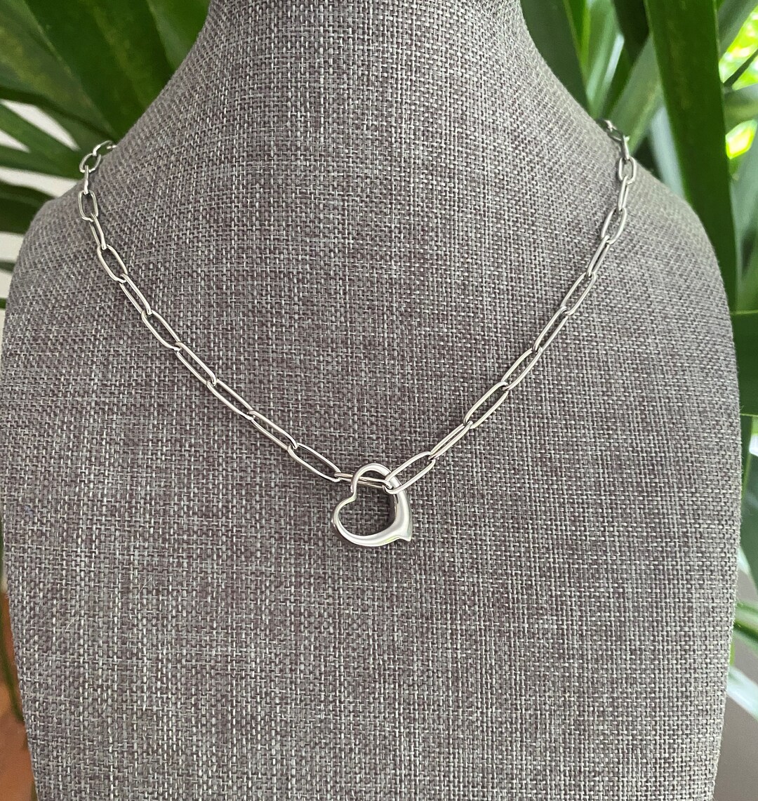 Minimalist 18K PVD Gold Plated Stainless Steel Paper Clip Love Heart Necklace Bracelet main image 1