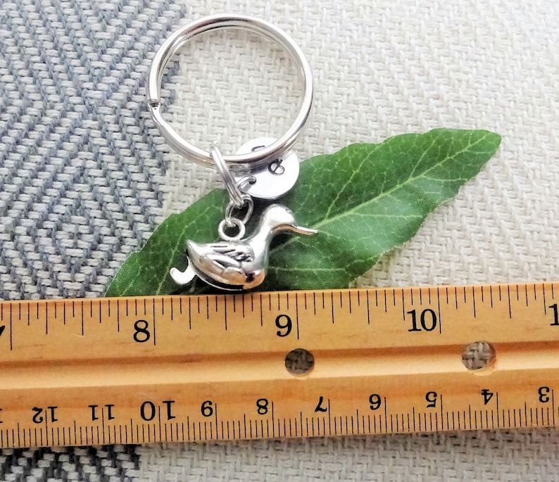 3D DUCK KEYCHAIN Personalized With Initial Charm in Silver Etsy
