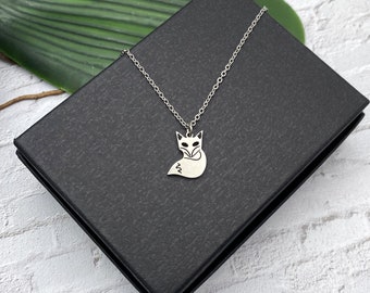 Stainless steel small FOX NECKLACE on a stainless steel chain - non tarnish hypoallergenic necklace, minimalist necklace - shiny fox gift