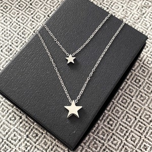 STAINLESS STEEL STAR necklace, choose size star & length of chain, stainless steel chain goes thru star, non-tarnish hypoallergenic