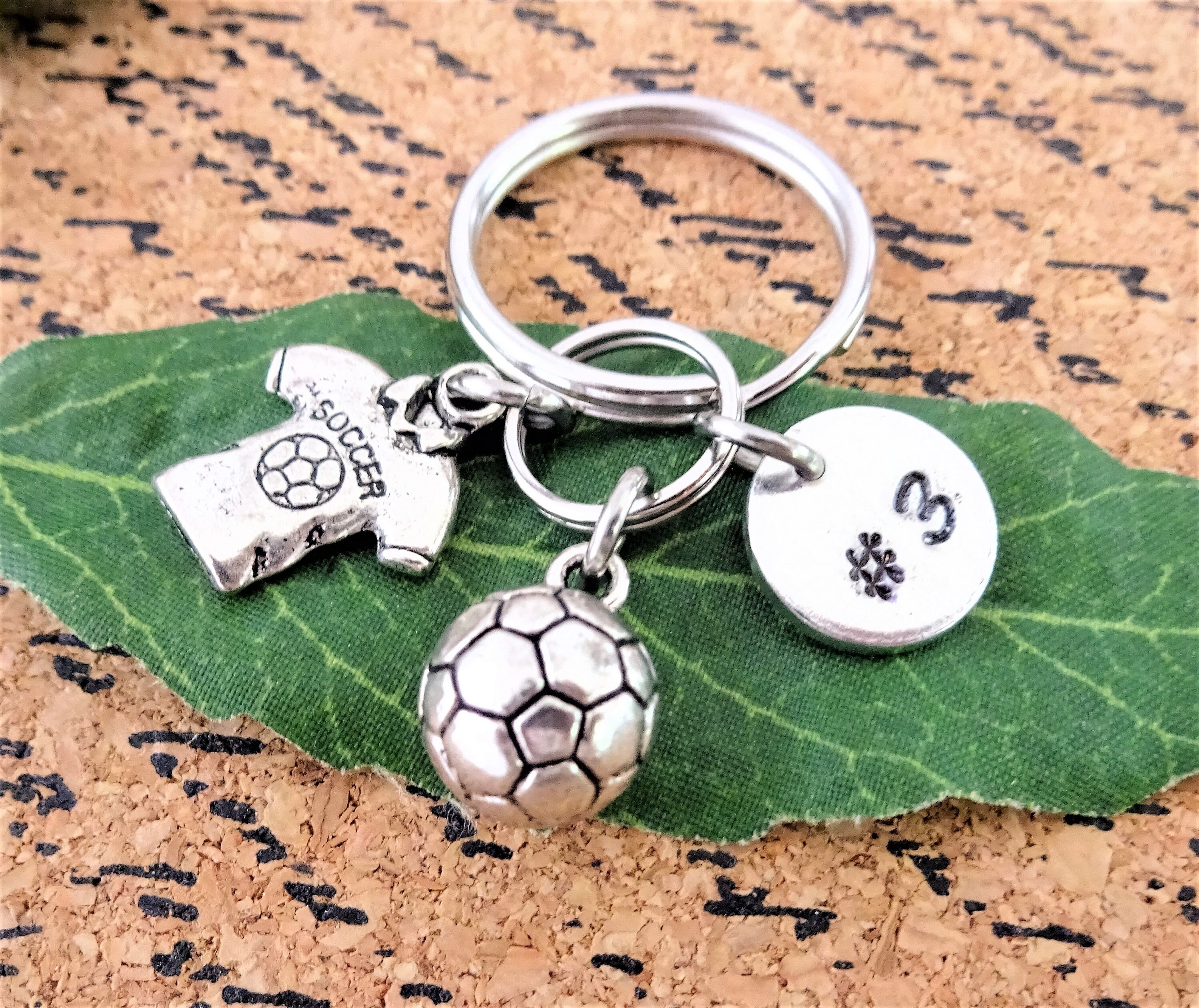 SOCCER BALL & SHIRT keychain with initial or number charm use Etsy