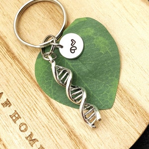 DNA KEYCHAIN personalized with initial charm -DNA keychain, purse charm or zipper pull