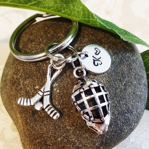 HOCKEY KEYCHAIN personalized with initial charm - hockey keychain, zipper pull - see all pix