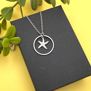 Stainless steel STARFISH NECKLACE small minimalist necklace - non tarnish hypoallergenic all stainless steel