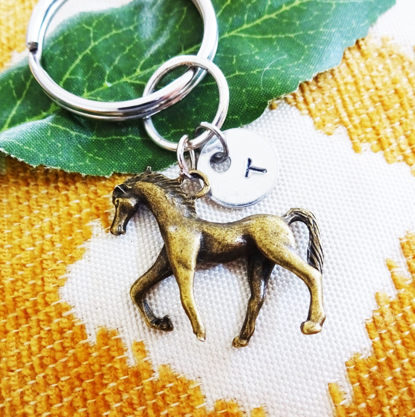 3D BRONZE HORSE KEYCHAIN Personalized With Initial Charm Etsy