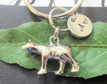 3D POLAR BEAR KEYCHAIN personalized with initial charm -solid bear keychain, purse charm or zipper pull