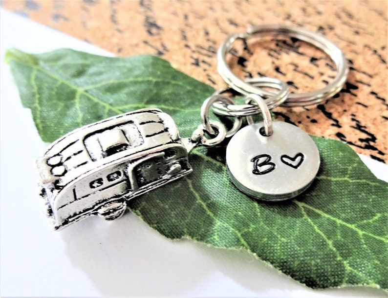 3d CAMPER KEYCHAIN personalized with initial charm camping Etsy