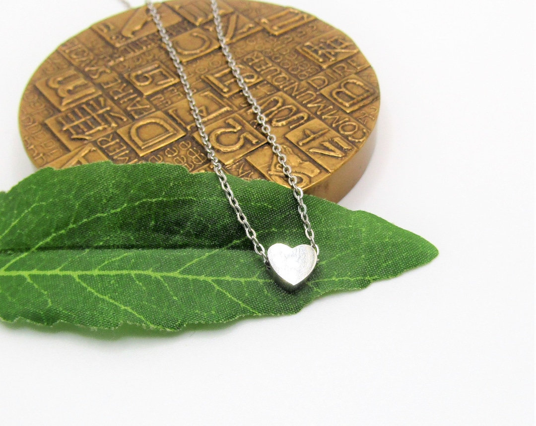 STAINLESS STEEL HEART Necklace on Stainless Steel Chain That Goes Thru