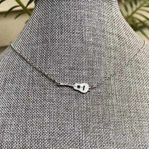 Stainless steel small GUITAR NECKLACE - 3/4 inch guitar music necklace, all stainless steel, non tarnish hypoallergenic necklace