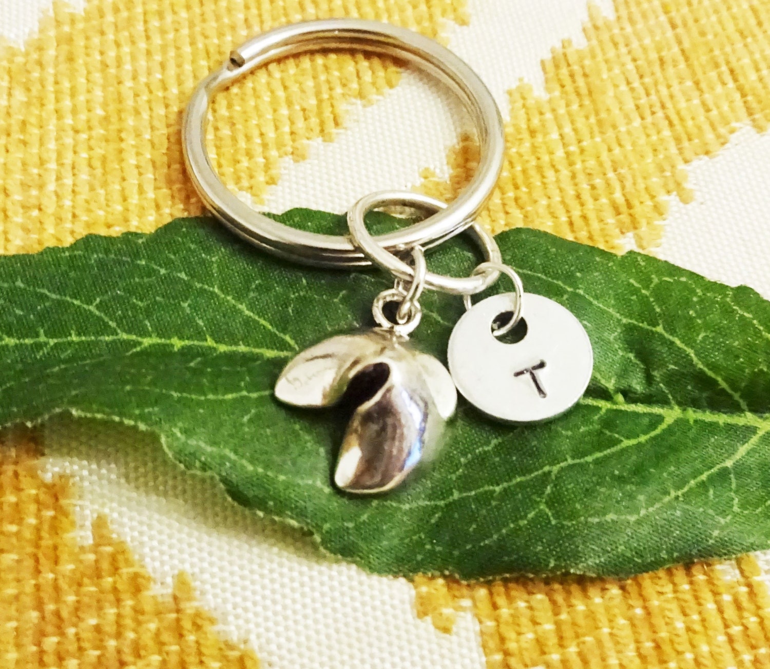 FORTUNE COOKIE KEYCHAIN personalized with initial charm Etsy