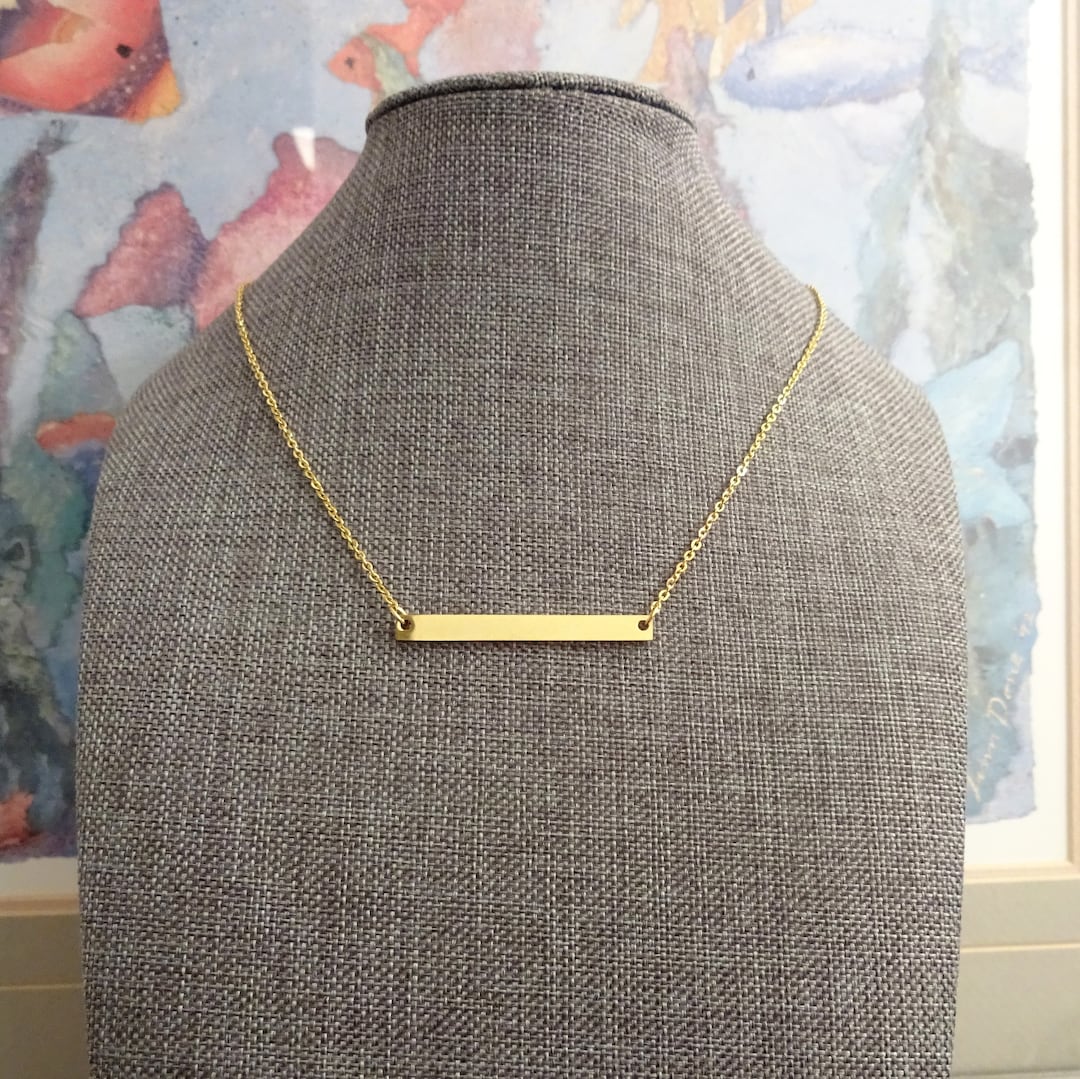 MINIMALIST GOLD Stainless Steel BAR Necklace Gold Stainless Steel Bar
