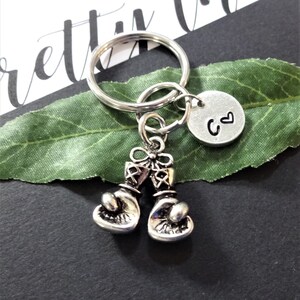 3D BOXING GLOVES keychain personalized with initial charm - boxer keyring, zipper pull or purse charm - see all photos