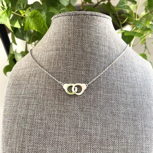 STAINLESS STEEL HANDCUFF necklace - interlocking cuffs completely stainless steel non tarnish hypoallergenic with or without extension chain