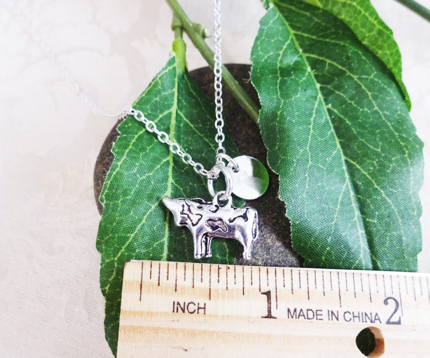 COW NECKLACE personalized with initial charm farm animal Etsy