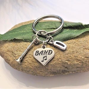 3D CLARINET & BAND KEYCHAIN personalized with initial charm -clarinet keychain, purse charm or zipper pull - see all pix