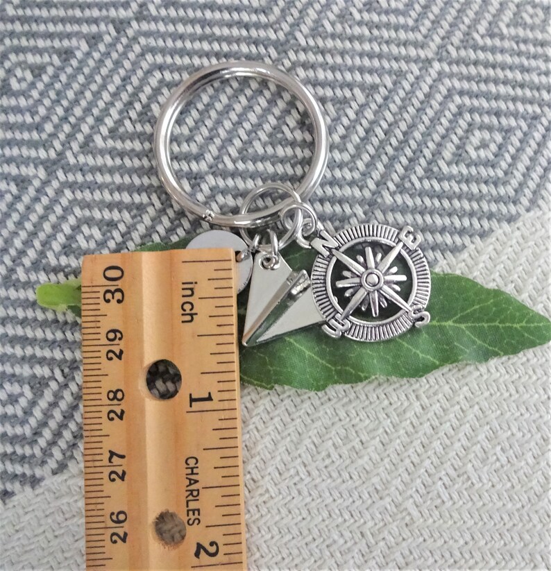 ORIGAMI AIRPLANE & COMPASS Keychain Personalized With Initial Etsy