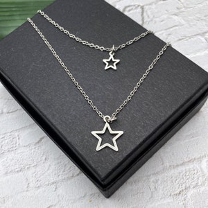 All stainless steel small shiny STAR NECKLACE, choose 8mm or 15mm star, non tarnish, hypoallergenic minimalist necklace, all stainless steel