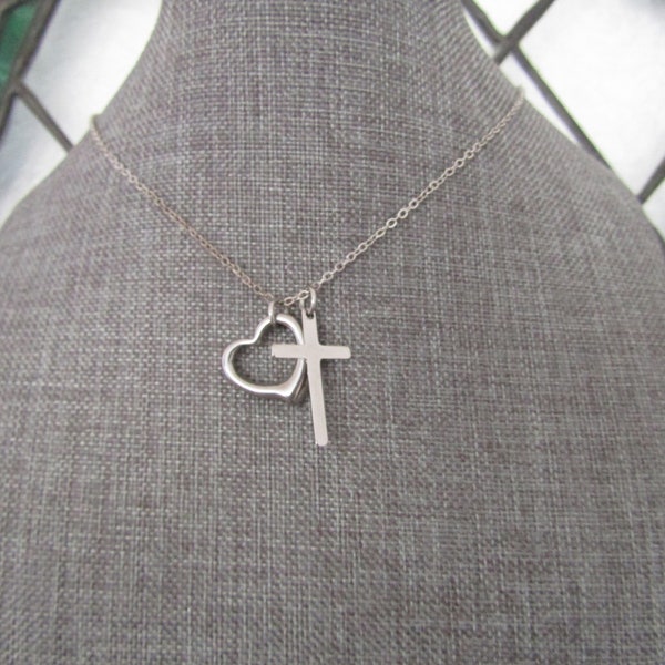 Cross Heart Necklace Etsy