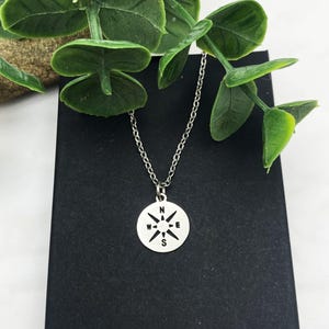 STAINLESS STEEL COMPASS necklace - small (15mm) cut out compass - non tarnish hypoallergenic stainless steel