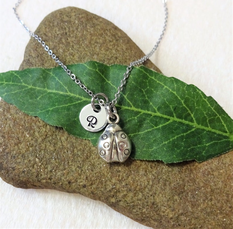 choice of chains ladybird necklace small ladybird necklace 12 inch- personalized with initial charm LADYBUG NECKLACE
