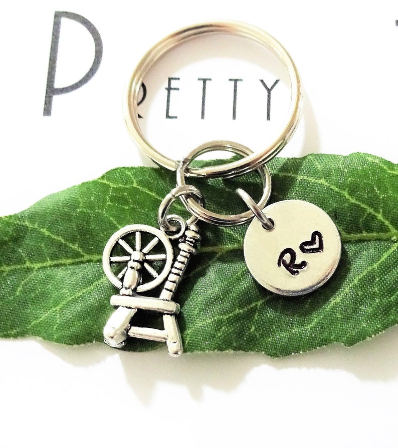 SPINNING WHEEL KEYCHAIN Personalized With Initial Charm Etsy