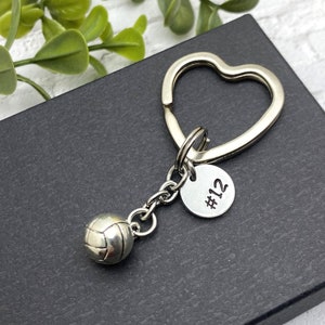 VOLLEYBALL KEYCHAIN personalized with initial or number charm - volleyball keychain, purse charm, backpack charm or zipper pull- see all pix