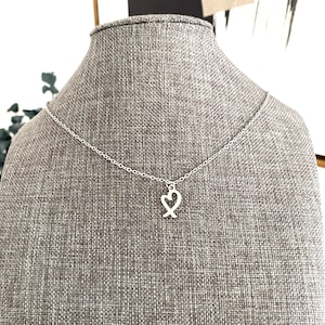 MINIMALIST OPEN HEART necklace all stainless steel - delicate small shiny heart 14mm in diameter (about 1/2 inch) - heart gift