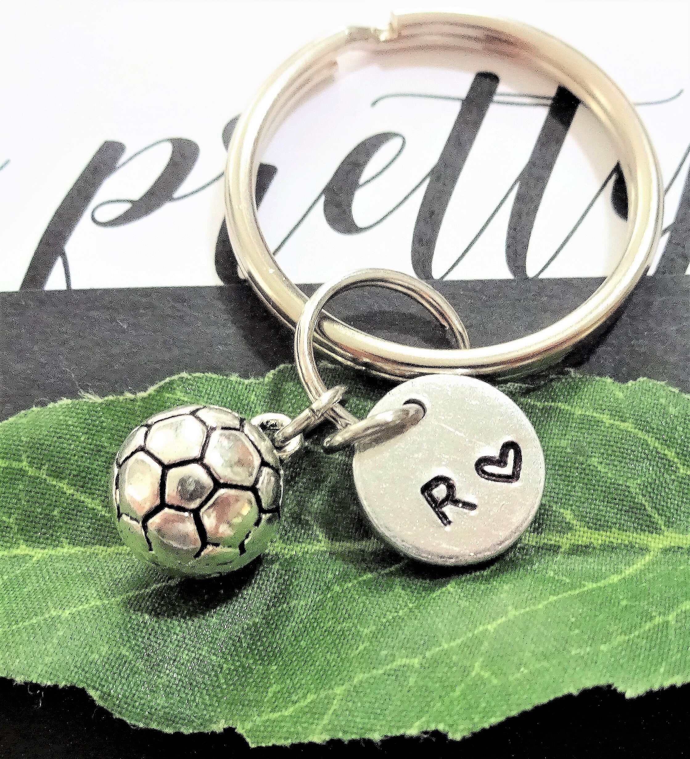 3D SOCCER BALL KEYCHAIN with initial or number charm use as Etsy