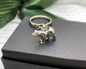 3D POLAR BEAR KEYCHAIN personalized with initial charm - 3D solid polar bear keychain, purse charm, backpack charm or zipper pull