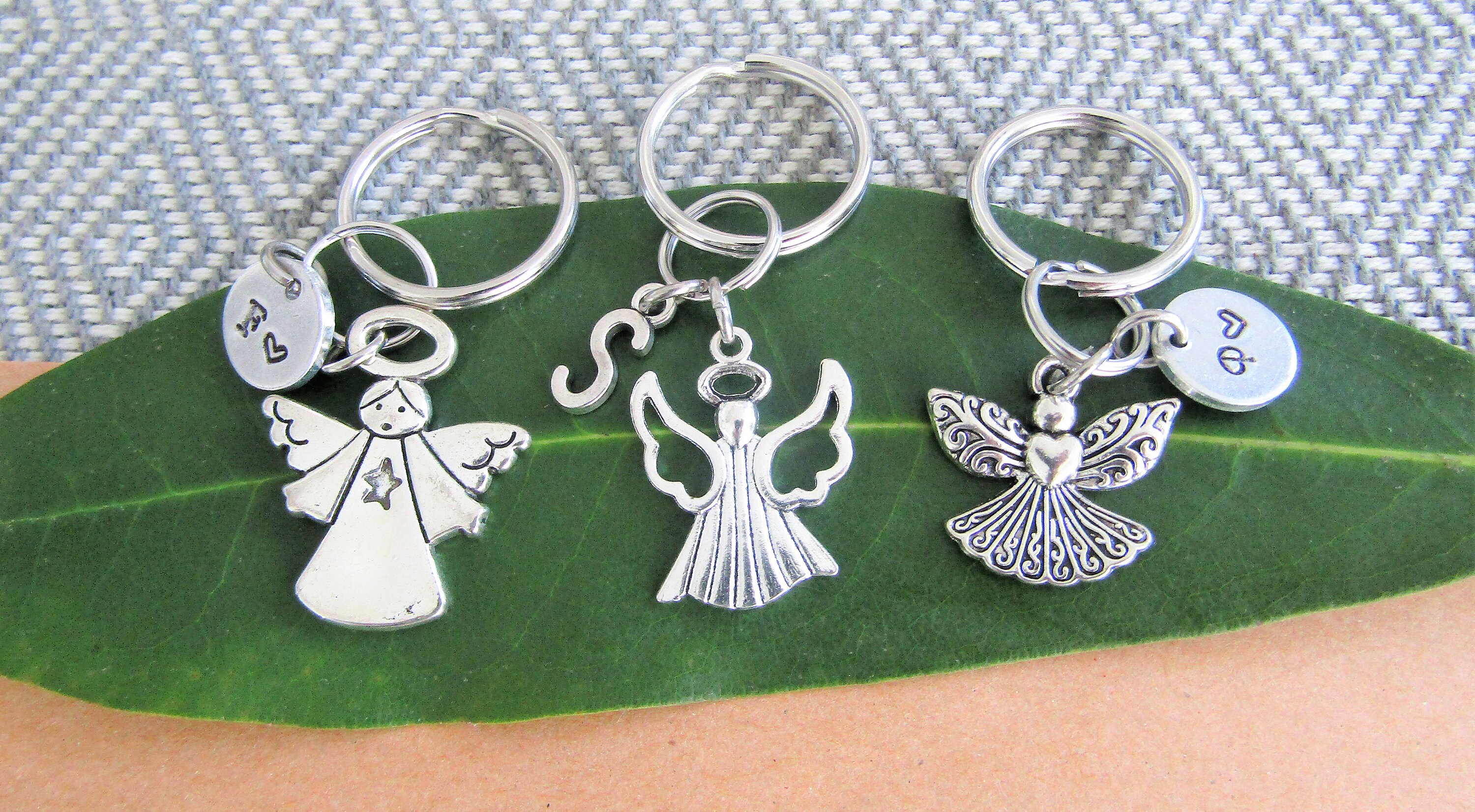 ANGEL KEYCHAIN personalized with initial charm choose 1 of Etsy