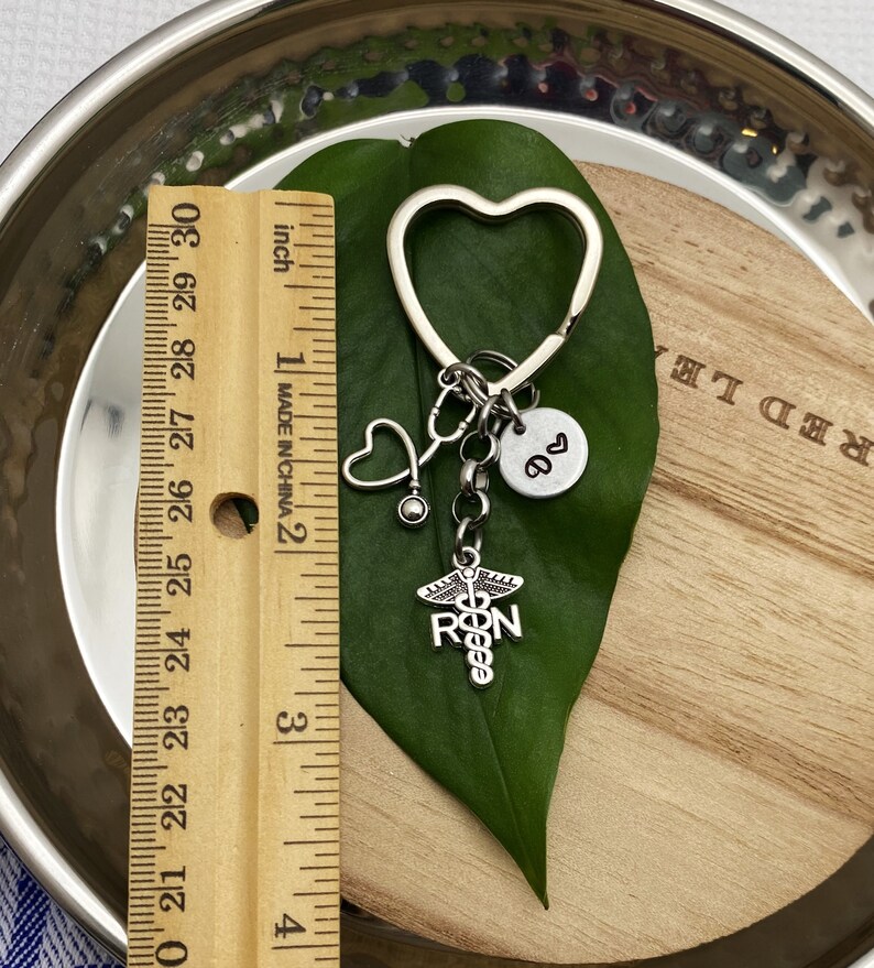 RN & Heart STETHOSCOPE Keychain Personalized W Initial Charm ...
