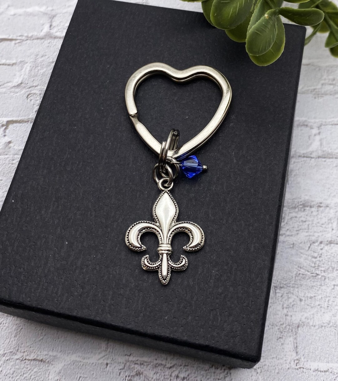 FLEUR DE LIS Keychain With Swarovski Birthstone Charm Fleur Etsy