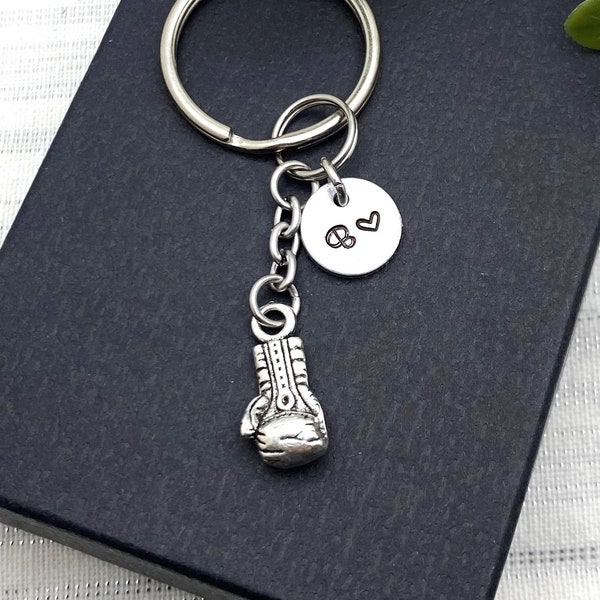 3D BOXING GLOVE keychain personalized with initial charm - boxer keyring, zipper pull or purse charm