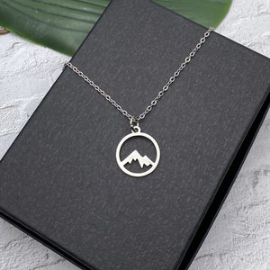 STAINLESS STEEL MOUNTAINS necklace on a stainless steel chain - small mountains - non tarnish hypoallergenic necklace - silver or gold steel