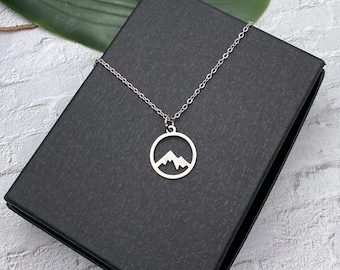 STAINLESS STEEL MOUNTAINS necklace on a stainless steel chain - small mountains - non tarnish hypoallergenic necklace - silver or gold steel