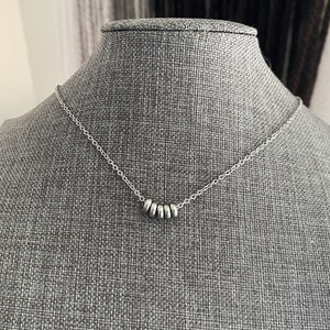 Stainless steel minimalist BALL NECKLACE (silver tone) with 5 stainless steel rondelle beads - choose length hypoallergenic, non tarnish