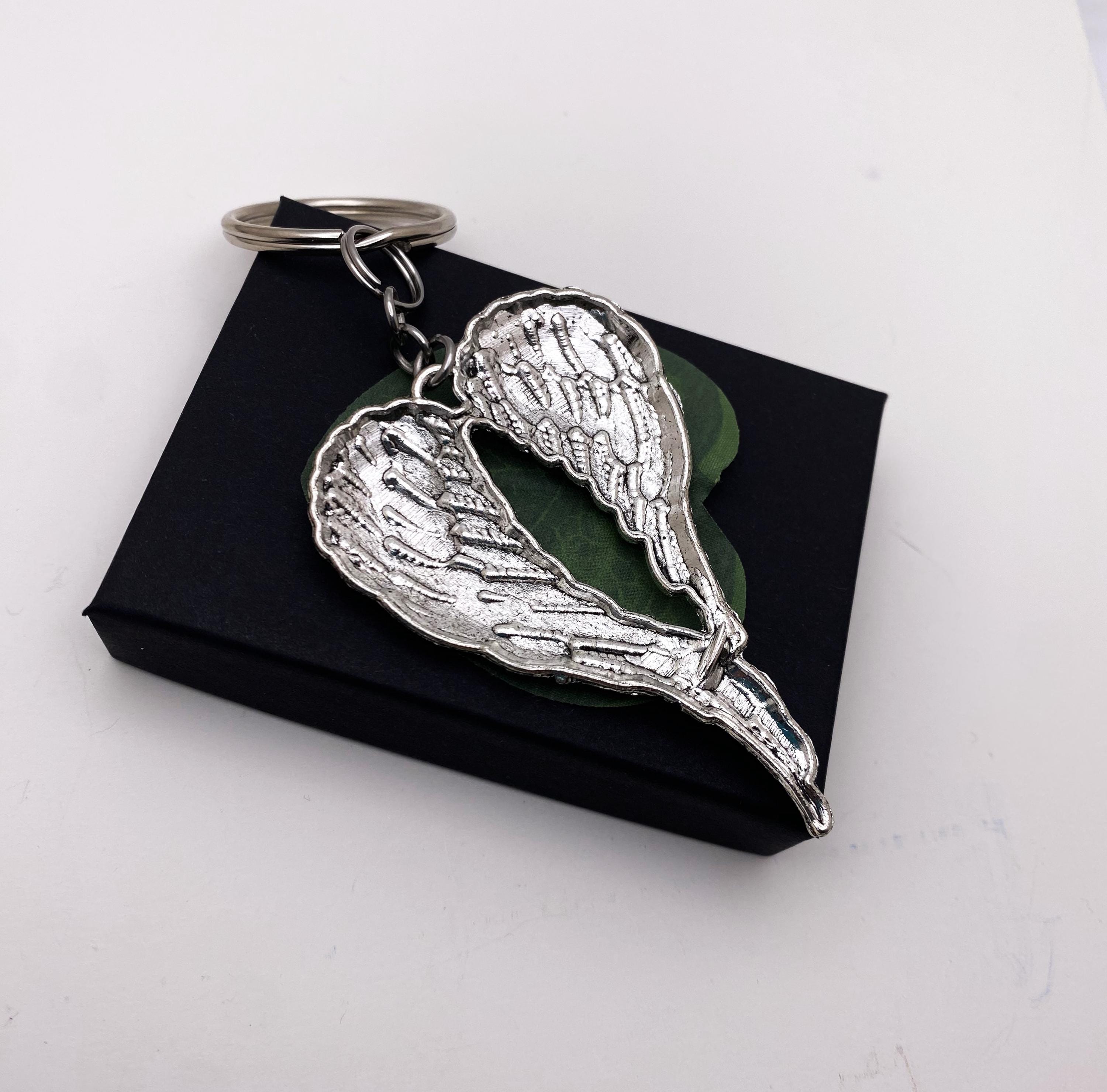 Large ANGEL WINGS KEYCHAIN Personalized With Initial Charm - 2.5 X 1.75 ...