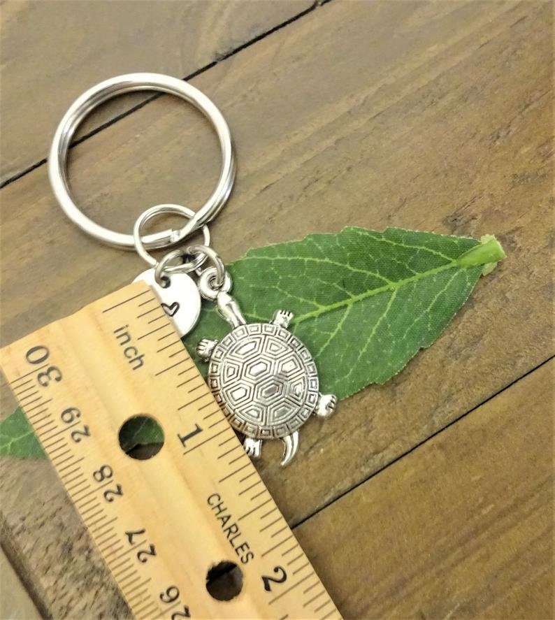 TORTOISE TURTLE KEYCHAIN personalized with initial charm Etsy