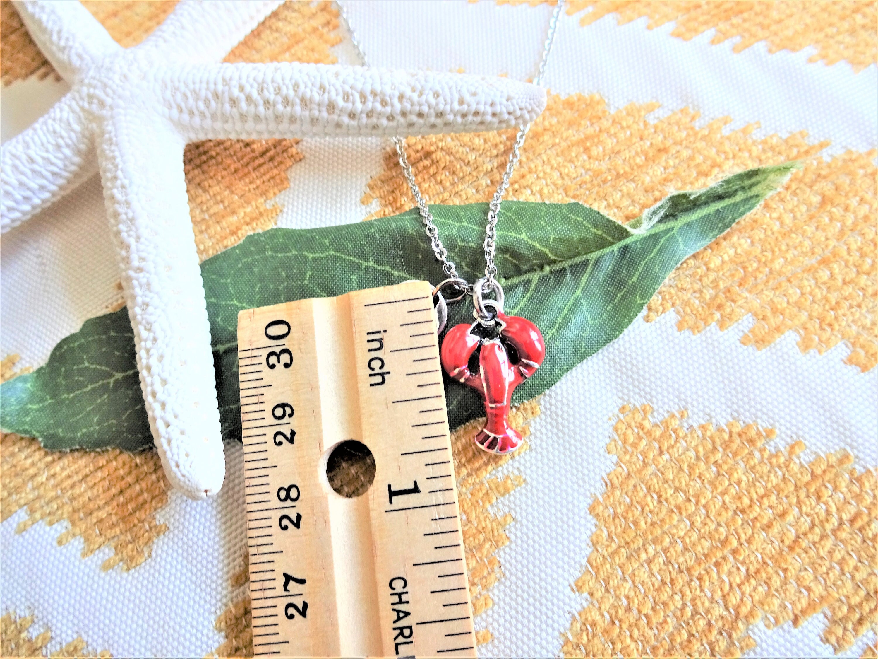 RED LOBSTER NECKLACE personalized with initial charm Etsy