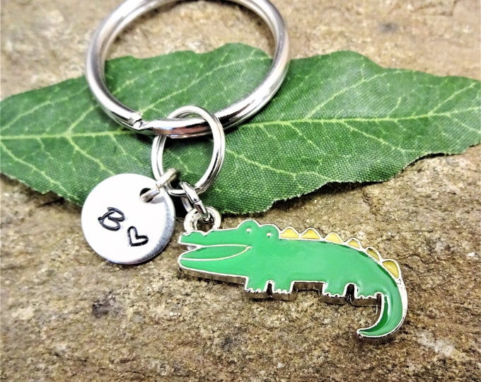 ALLIGATOR KEYCHAIN Personalized With Initial Charm GATOR Etsy