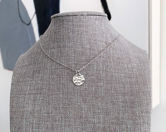 Small HAMMERED DISC NECKLACE in all stainless steel - 1/2" round or 5/8" oval hammered  disc minimalist necklace  hypoallergenic non tarnish