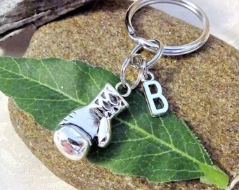 3D large BOXING GLOVE keychain personalized with initial charm - boxer keyring, zipper pull or purse charm - see all pix