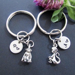 Small MONKEY KEYCHAIN personalized with initial charm - choose your monkey keychain, purse charm or zipper pull - see all pix