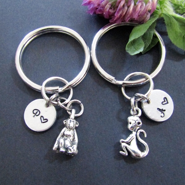 MONKEY KEYCHAIN personalized with initial charm - choose your monkey keychain, purse charm or zipper pull - see all pix