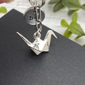 3D ORIGAMI BIRD Keychain Personalized With Initial Charm - Silver ...