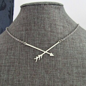 STAINLESS STEEL large ARROW necklace on a stainless steel chain - non tarnish 2 inch split arrow hypoallergenic necklace