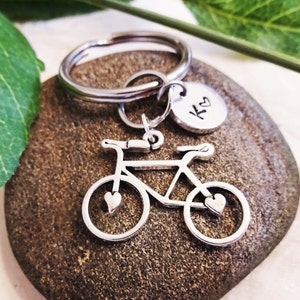 BICYCLE BIKE KEYCHAIN personalized with initial charm - bike keychain, zipper pull or purse charm - see all pix
