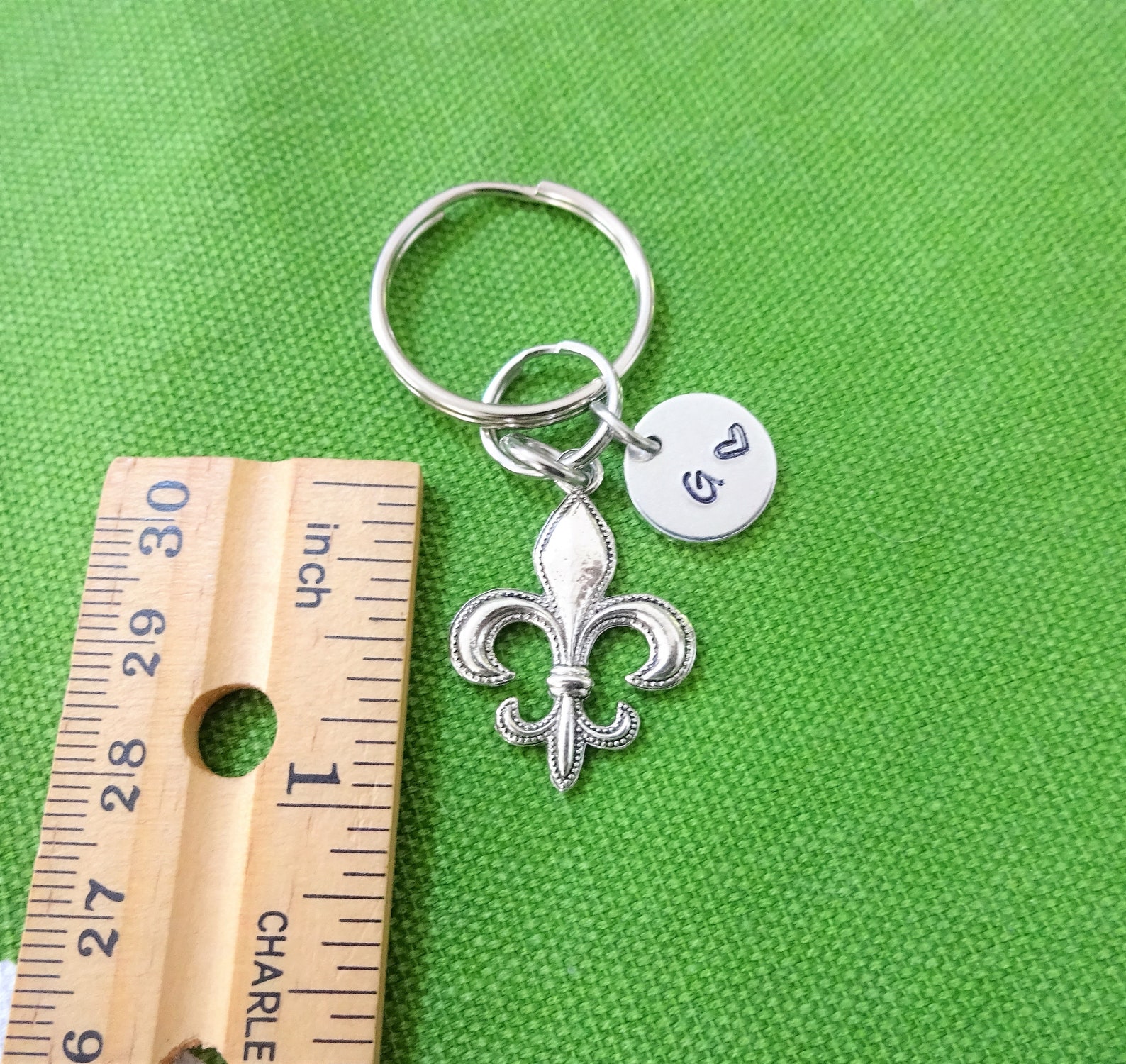FLEUR DE LIS Keychain Personalized With Initial Charm Fleur Etsy