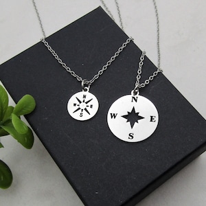 STAINLESS STEEL COMPASS necklace - choose the large or small cut out compass - non tarnish hypoallergenic stainless steel necklace