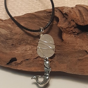 Amethyst Beach glass and Mermaid pendant